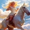 Blonde Girl And Horse Diamond Painting