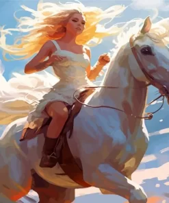 Blonde Girl And Horse Diamond Painting