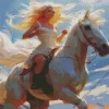 Blonde Girl And Horse Diamond Painting