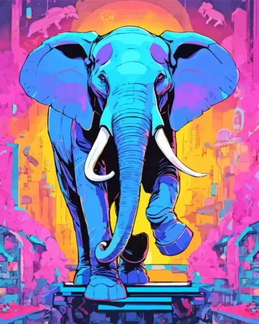 Blue Elephant Diamond Painting