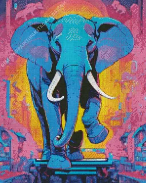 Blue Elephant Diamond Painting