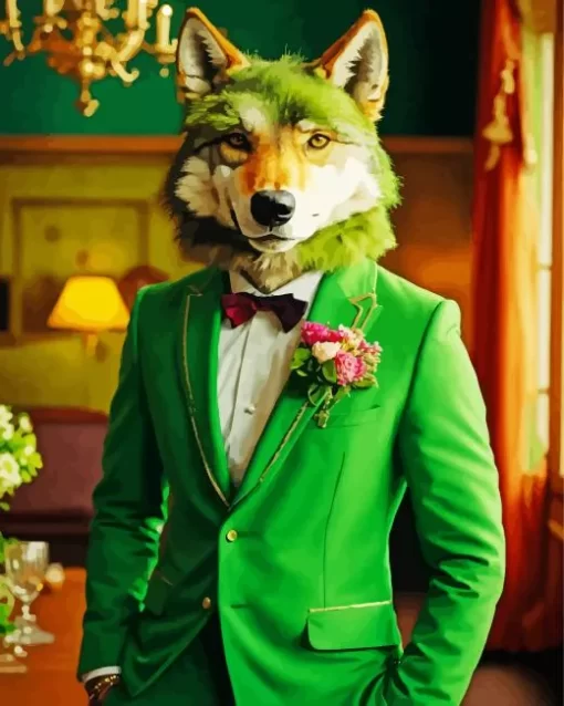 Classy Green Wolf Diamond Painting