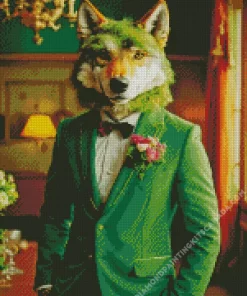 Classy Green Wolf Diamond Painting