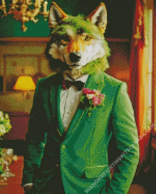 Classy Green Wolf Diamond Painting