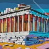 Colorful Parthenon Greek Temple Diamond Painting