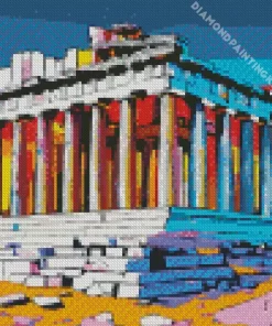 Colorful Parthenon Greek Temple Diamond Painting