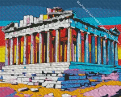 Colorful Parthenon Greek Temple Diamond Painting