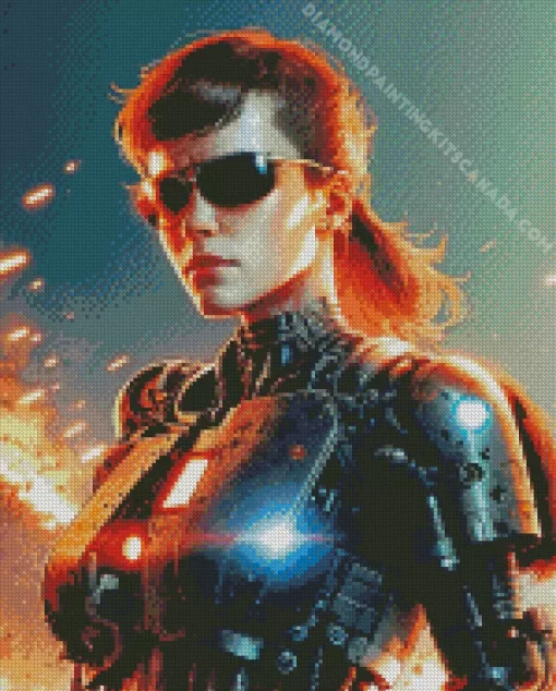 Cool Female Robocop Art Diamond Painting