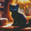 Cute Black Cat With Blue Eyes Diamond Painting