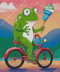 Cute Frog And Bike Diamond Painting