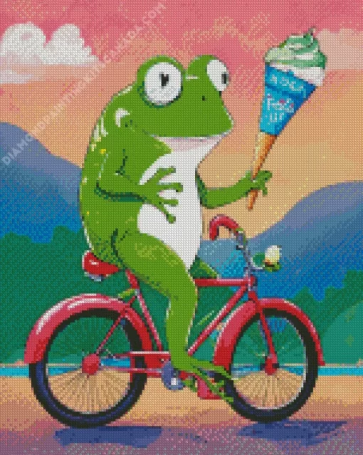 Cute Frog And Bike Diamond Painting