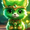 Cute Little Green Cat Diamond Painting