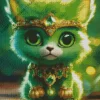 Cute Little Green Cat Diamond Painting