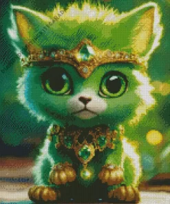 Cute Little Green Cat Diamond Painting