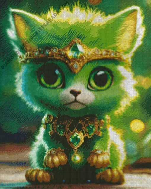 Cute Little Green Cat Diamond Painting