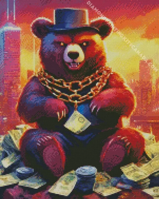 Evil Brown Gangsta Bear Diamond Painting