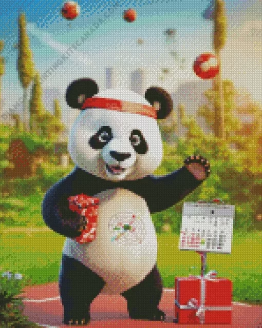 Excited Panda Art Diamond Painting