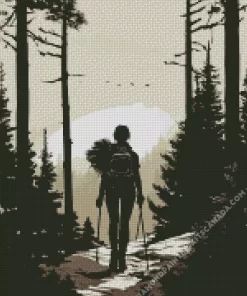 Explorer Lady Silhouette Art Diamond Painting