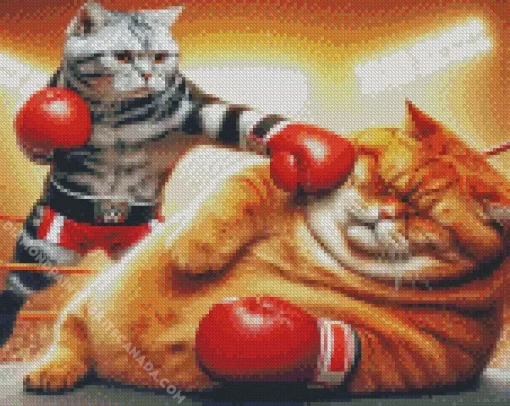 Fat Cat Vs Fit Cat Diamond Painting