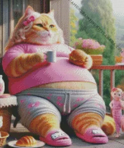 Fat Pinky Cat Diamond Painting