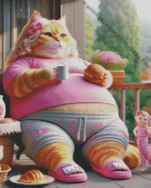 Fat Pinky Cat Diamond Painting