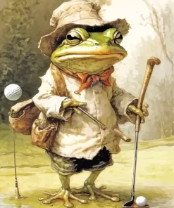 Frog Playing Golf Art Diamond Painting