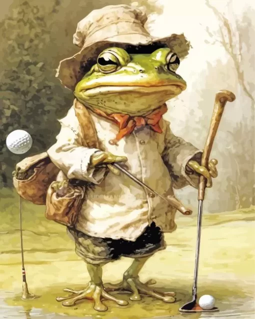 Frog Playing Golf Art Diamond Painting