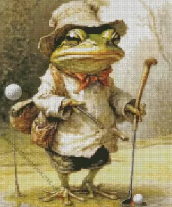 Frog Playing Golf Art Diamond Painting