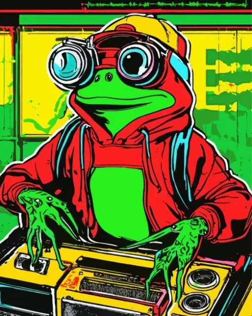 Frog Playing Music Diamond Painting