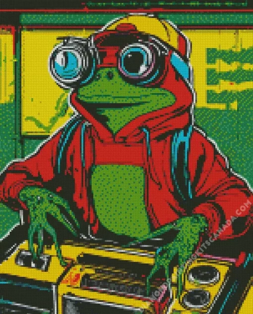 Frog Playing Music Diamond Painting