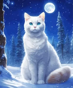 Full Moon Cat Art Diamond Painting