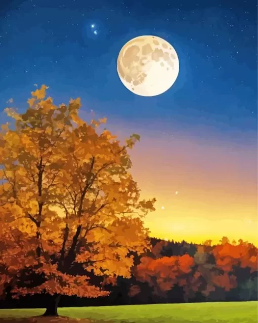 Full Moon Landscape Diamond Painting