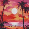 Full Moon Palm Tree Diamond Painting