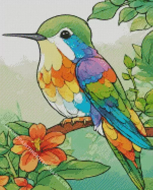 Green Blue Hummingbird Diamond Painting