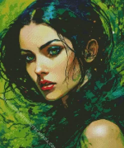 Green Eyed Woman Diamond Painting