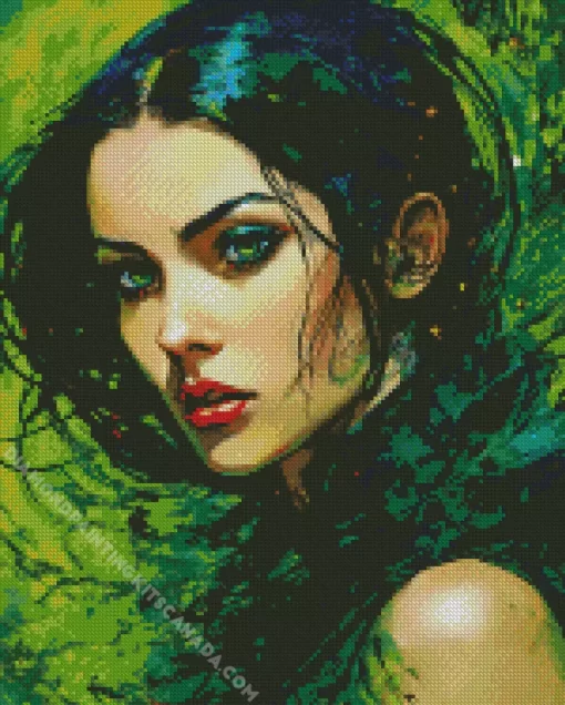 Green Eyed Woman Diamond Painting