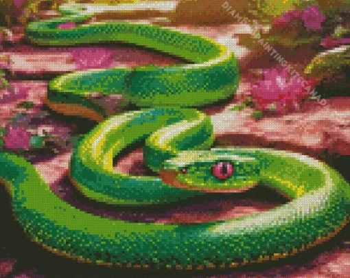 Green Pit Viper Diamond Painting