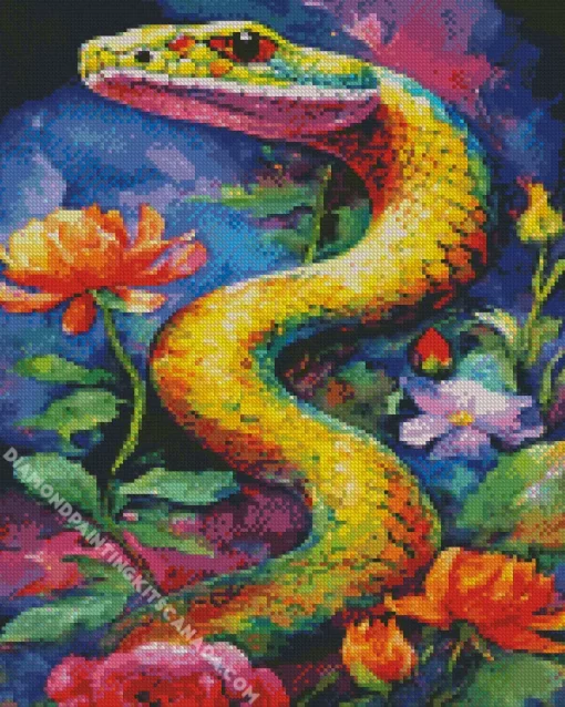 Green Snake Diamond Painting