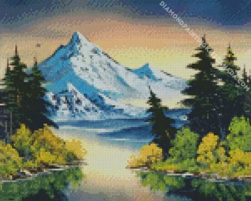 Grey Mountain Bob Ross Diamond Painting