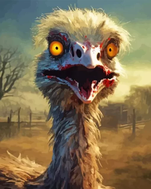 Grey Ostrich Zombie Diamond Painting