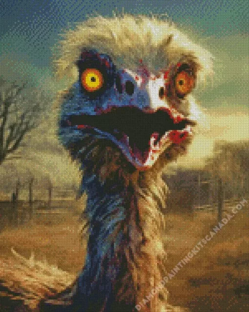 Grey Ostrich Zombie Diamond Painting