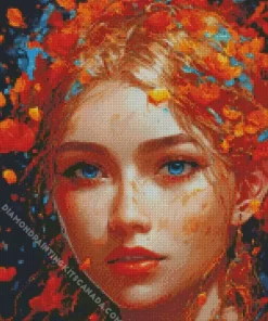 Idy Face And Orange Flowers Diamond Painting