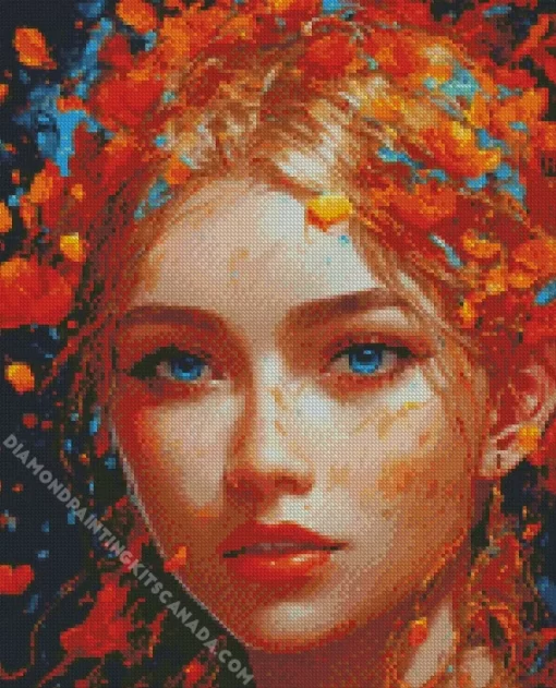 Idy Face And Orange Flowers Diamond Painting