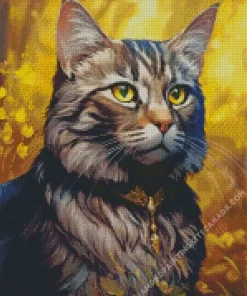 Orange Eyed Grey Cat Diamond Painting