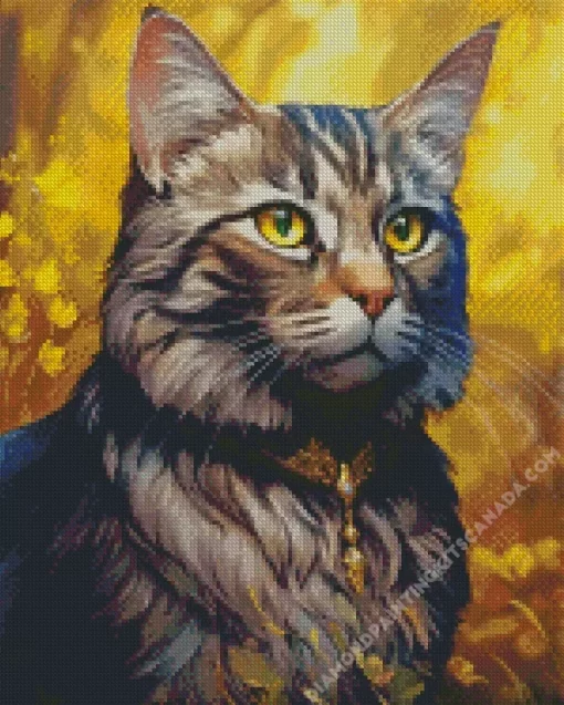 Orange Eyed Grey Cat Diamond Painting