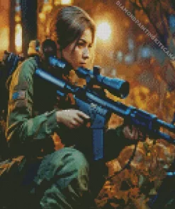 Soldier Female Sniper Diamond Painting