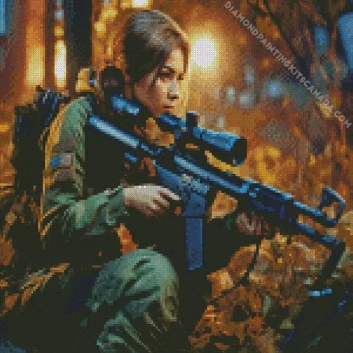 Soldier Female Sniper Diamond Painting