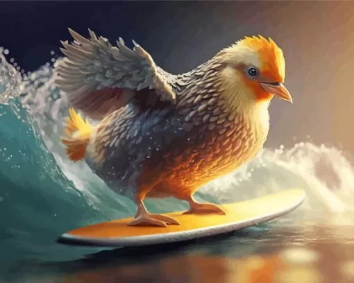 Surfing Chicken Diamond Painting