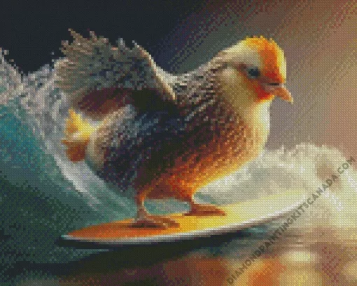 Surfing Chicken Diamond Painting