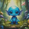 Baby Blue Alien Diamond Painting